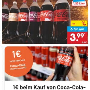 0,46€/l Coca Cola Dank Netto und Smhaggle Cashback