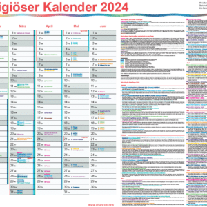 Interreligiöser Kalender 2024 gratis bestellen oder downloaden des Landes NRW