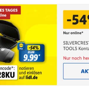 Lidl: SILVERCREST Kontaktgrill für 9,99€ (zzgl. Versand 5,95€)