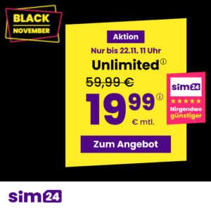 mtl. kündbare 5G/LTE Handy Allnet mit 10GB für 4,99€ 😱  oder 25GB für 7,99€ | 50GB für 9,99€ | Unlimited GB für 19,99€ (SIM24 im 1&amp;1-Netz)