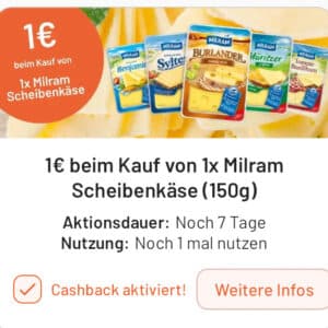 Milram Scheibenkäse für 0,29€ mit Edeka und Smhaggle App