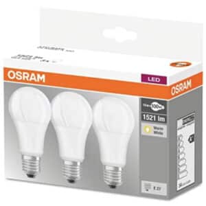 3x Osram LED Base Classic A Lampe E27-Sockel - Warmweiß