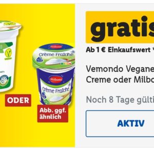 Gratis Vegane Creme oder Creme Fraiche in der Lidl App evtl. personalisiert