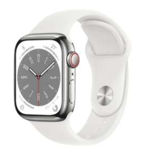 Apple Watch Series 8 4G 41mm Silber (Weißes Silikon Armband) für 485,95€ (statt 549€)