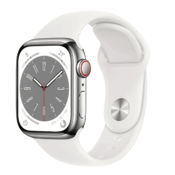 Apple Watch Series 8 4G 41mm Silber (Weißes Silikon Armband) für 485,95€ (statt 549€)