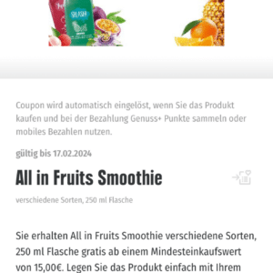 All in Fruits Smoothie bei Edeka südbayern Gratis