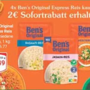 2€ Rabatt auf 4x Bens Original Expressreis Reis bei Globus