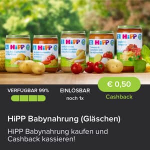 0,50€ Cashback auf Hipp Gläschen Babynahrung mit Marktgu