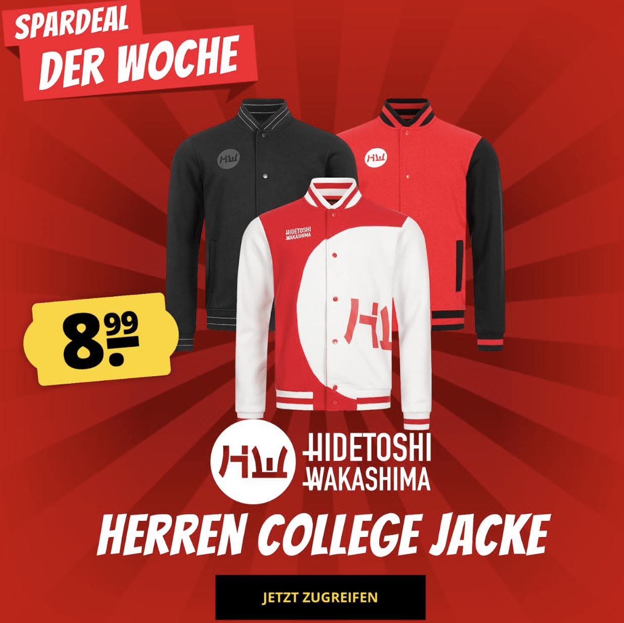 Hidetoshi Wakashima Herren-Collegejacke für 13,94€