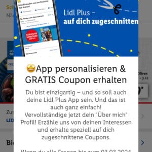 Lidl Plus App: Gratis Fruchtgummi Coupon (ab 10€ Mindesteinkaufswert) durch personalisieren der App