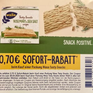 0,70€ Rabatt auf Wasa Tasty Snacks