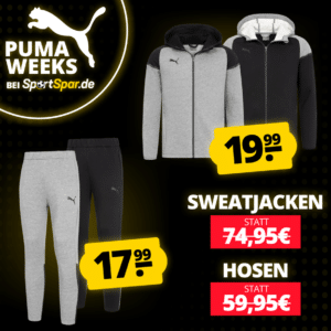 😎 Puma teamCUP Sweatjacke und Jogginhose ab 17,99€