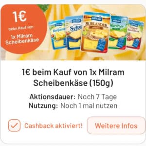 1x Milram Käse für 0,24€ mit Smhaggle und Netto