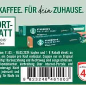 1€ Rabatt auf 2x Starbucks by Nespresso bei Globus