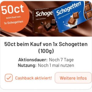 1x Schogetten für 0,14€ mit Smhaggle und Netto