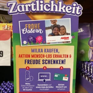 Aktion-Mensch Los gewinnen mit Milka und Rewe