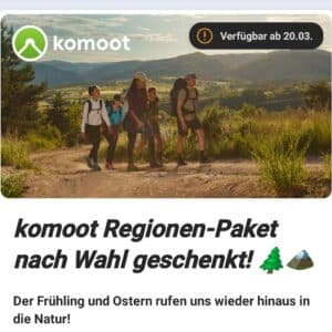 VORANKÜNDIGUNG [ Magenta Moments ] - ab 20.03. - Komoot Regionenpaket nach Wahl geschenkt