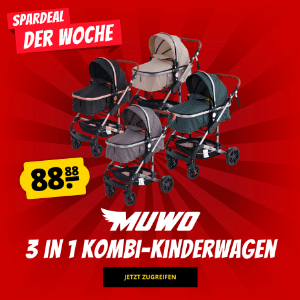 MUWO 3 in 1 Kombi-Kinderwagen Komplettset in versch. Farben für 88,88€ (statt 145€)