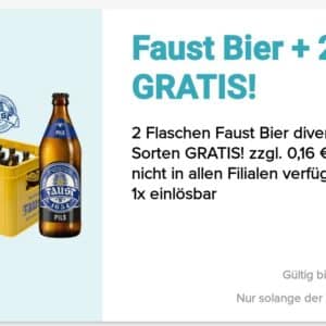 Gratis 2 Flaschen Faust Bier beim kauf einer Kiste Bier bei Logo Getränke