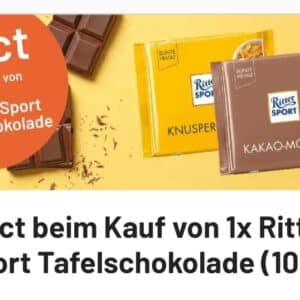 Ritter Sport 100g für 29 bzw 25 Cent mit smhaggle