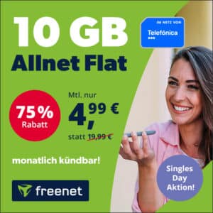 🤑 mtl. kündbare 10GB LTE &amp; 5G o2 Allnet für 4,99€/Monat + 19,99€ Anschlusspreis (50 Mbit/s - freenet o2 Telefónica Allnet)