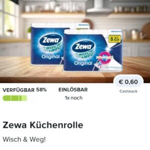 0,60 € Cashback auf Zewa Küchenrolle bei Marktguru