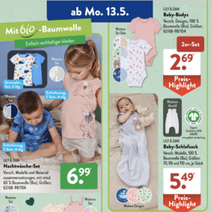 Aldi Süd: Baby Schlafsack, Body, Schlafanzüge zu TOP Preisen