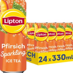 LIPTON ICE TEA Sparkling Peach, Eistee mit Kohlensäure und Pfirsich Geschmack, EINWEG 24 x 0.33 l für 10,19€ (statt 23,76€)