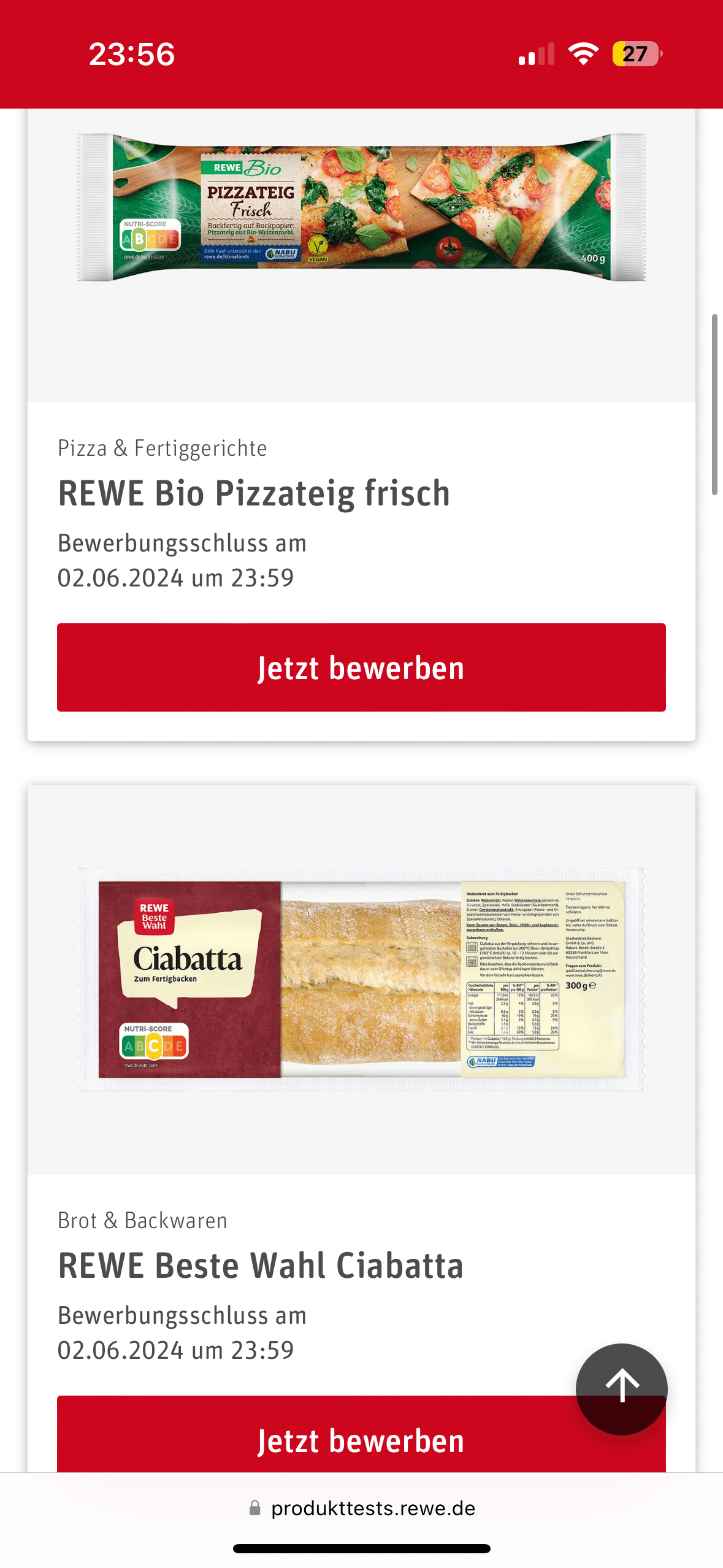 Rewe Produkttest (zwei Produkte)