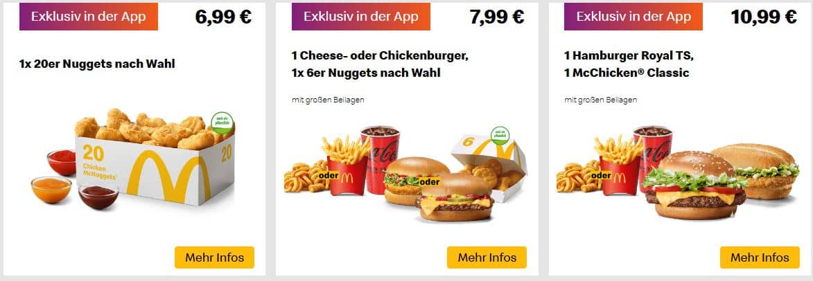 McDonald's Gutscheine exklusiv in der App