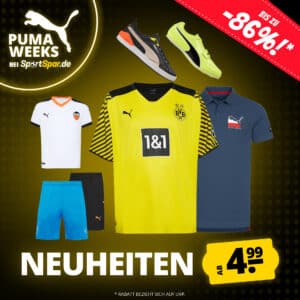 😎 Puma Weeks ✔️ Puma neutrales Trikot für 9,99€ ✔️  Puma Suede Bloc Herren Sneaker für 34,99€ ✔️ BVB Trikot für 19,99€ ✔️ uvm.