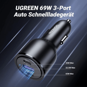 UGREEN USB C Autoladegerät mit 69 Watt für 20,99€ (statt 28,89€)