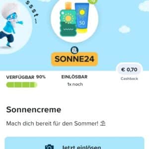 70 Cent Cashback auf Sonnencreme bei Marktguru mit Code