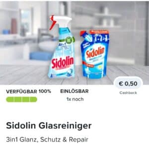 0,50 € Cashback auf Sidolin Glasreiniger bei Marktguru