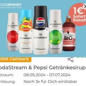 1€ Cashback auf SodaStream &amp; Pepsi Getränkesirup (Couponplatz)