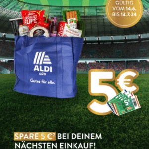 Aldi EM-Sparparty: Jede Woche bis 13.7.2024 5€ sparen ab 40€ Einkauf! 🤩