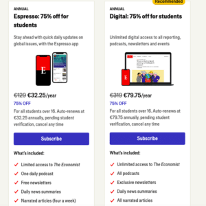 Sichere dir als Student 75% Rabatt auf das Jahresabo von The Economist – für nur 79,75€!