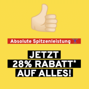 Vorteilshop: 28% Rabatt auf alles (ab 35€ MBW)