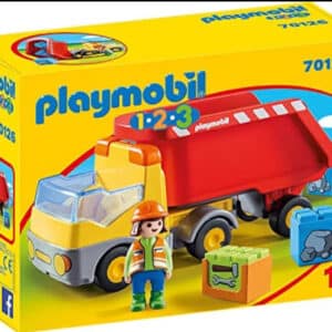 PLAYMOBIL 1.2.3 70126 Kipplaster, Steine Aufladen und Wieder abkippen mit kippbarem Container