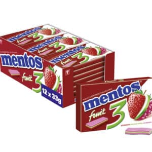 Mentos Kaugummi Fruity Fresh Erdbeere - Grüner Apfel - Himbeere, zuckerfrei 12 x 33 g für 9,50€ (statt 15€)