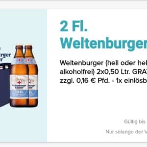 Gratis 2 Flaschen Weltenburger Bier in der Logo App