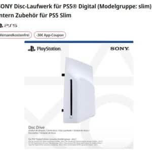 SONY Disc Laufwerk nachrüsten für PS5-Digital Edition-Konsolen (CFI 2000 Modellgruppe – Slim) für 89,99€ statt 109,99€