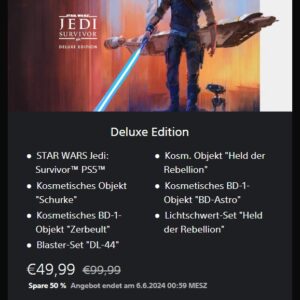 STAR WARS Jedi: Survivor - Deluxe Edition (PS5) für 49,99€ statt 88,30€