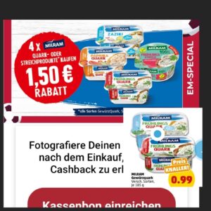 4x Milram Frühlingsquark verschiedene Sorten für umgerechnet 2,47 Euro Dank Penny und Scondoo