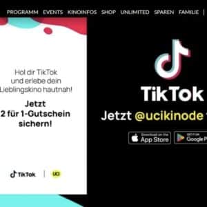 UCI Kino 2 für 1 Tik Tok &#034;Deal&#034; ( Infobeitrag)