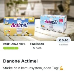 0,40€ Cashback auf Danone Actimel bei Marktguru