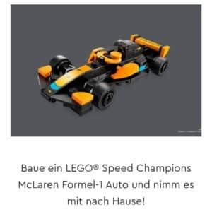 Baue ein LEGO® Speed Champions McLaren Formel-1 Auto und nimm es mit nach Hause! (3./4.7.)