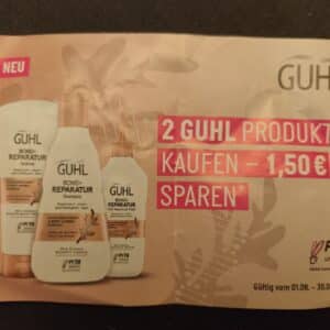 Müller: beim Kauf von 2 Guhl Produkten 1,50 Rabatt mit Coupon