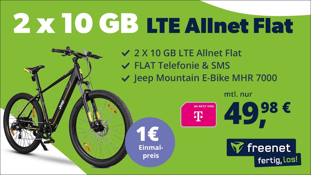 Jeep E-Bike und 2x Allnet Flat 10 GB Telekom