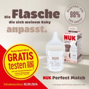 Gratis testen: NUK Perfect Match Babyflasche 150 ml